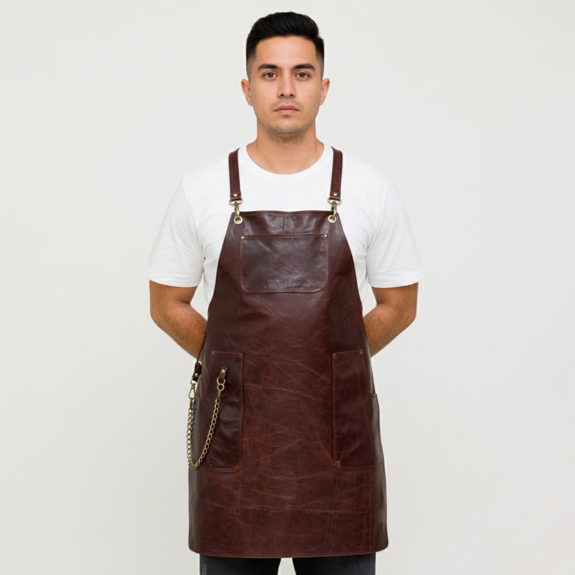 Men Brown Barber Leather Apron Design 1